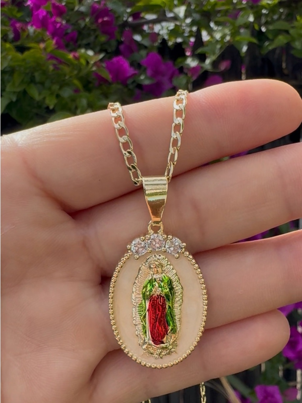 18k gold plated, chain with Our Lady of Guadalupe / Virgin Mary
